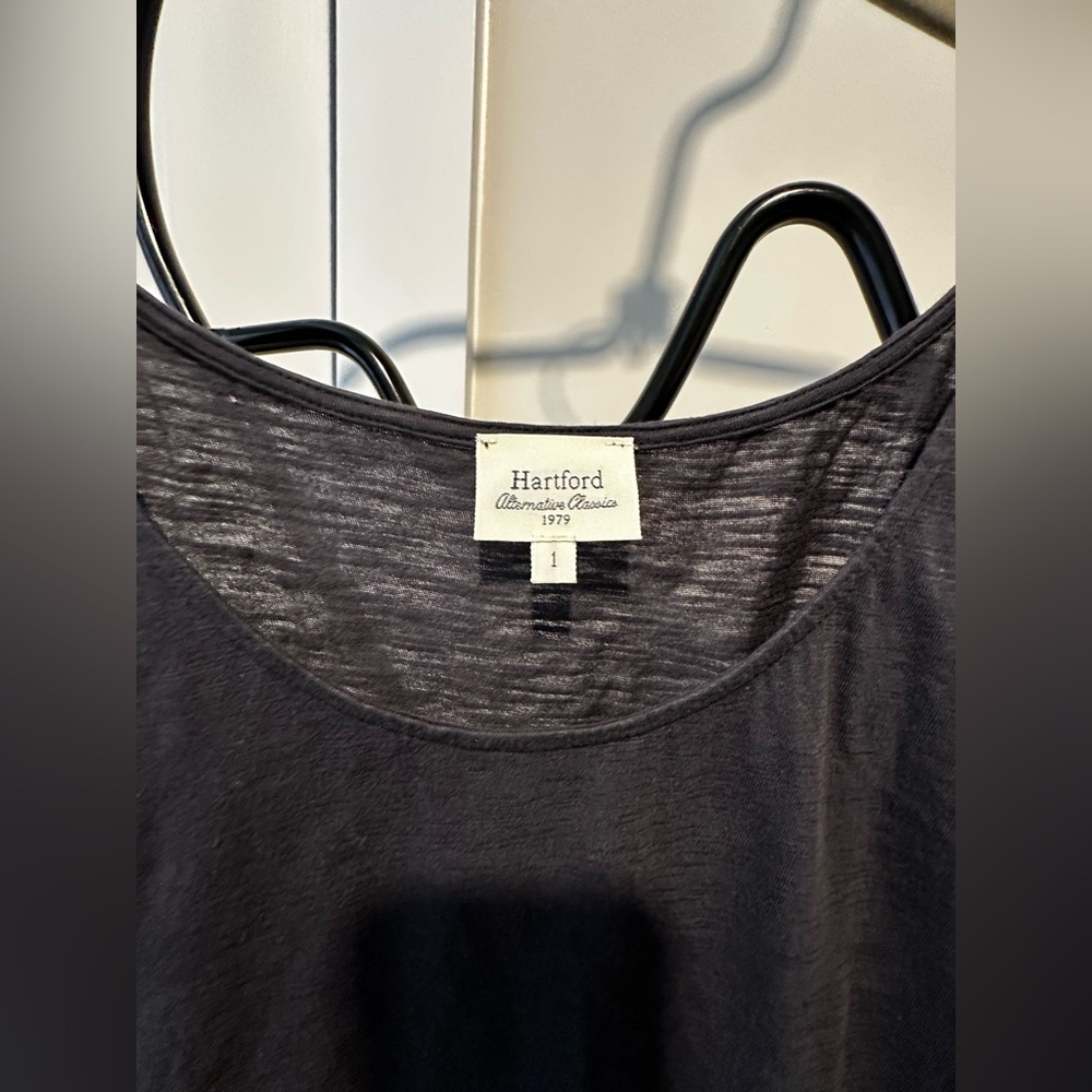 Hartford Black Scoop Neck Tank Top with ties on shoulders.